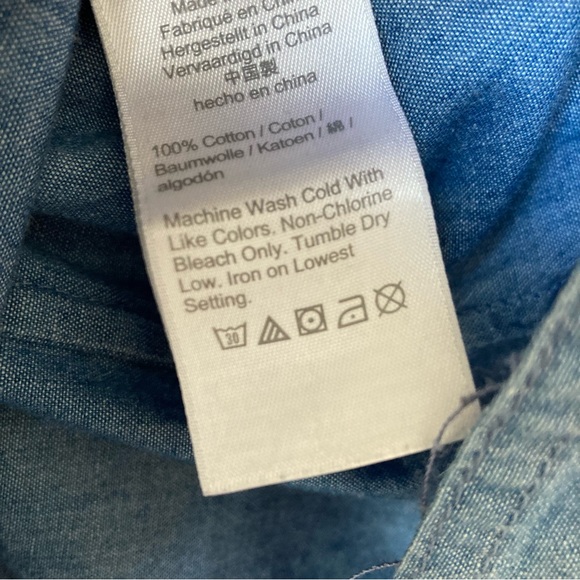 J. Crew Slim Fit Blue Chambray Tuxedo Long Sleeve 100% Cotton Button Shirt 0 - Picture 8 of 8